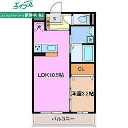 仮）津市久居野村町マンション 3階1LDKの間取り