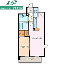 アンジューVI 2階1LDKの間取り