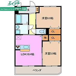 プリマベーラ． 3階2LDKの間取り