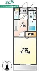 メゾンアムール2 1Kの間取図画像