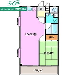 ハイム中川 1LDKの間取図画像