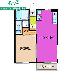 ルイーズ21 1LDKの間取図画像