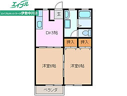 ハイツエバーグリーンA 2DKの間取図画像