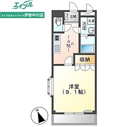 アドラーブル 1Kの間取図画像
