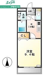メゾンアムール2 1Kの間取図画像