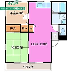 ラフィーネ南郊D 2LDKの間取図画像