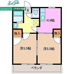 コーポワールドB 2Kの間取図画像