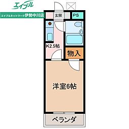 コーポワールドA 1Kの間取図画像