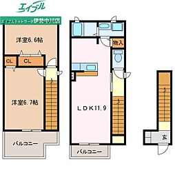 シャルマンT2B 2LDKの間取図画像