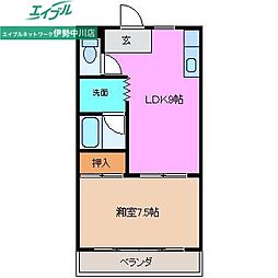 アリエル城山 1LDKの間取図画像