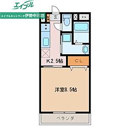 茶花 1Kの間取図画像