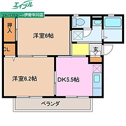 リヴェールA 2DKの間取図画像