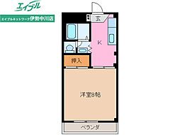 コーポかがみ 1Kの間取図画像