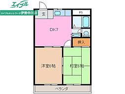 コーポかがみ 2DKの間取図画像