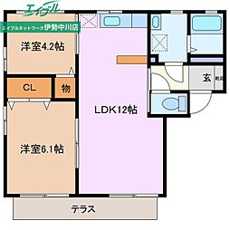 タカトアヴェニューD 2LDKの間取図画像