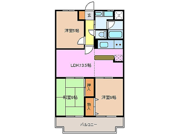 センチュリーハイランド 302｜三重県松阪市末広町２丁目(賃貸マンション3LDK・3階・65.00㎡)の写真 その2