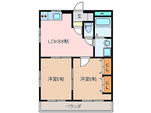 プライムミニ 1E｜三重県松阪市大津町(賃貸マンション2LDK・1階・44.14㎡)の写真 その2