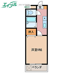 パルテンザ松阪1 1階1Kの間取り