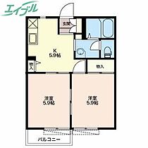 メゾンセフィラ　B  ｜ 三重県松阪市五反田町1丁目（賃貸アパート2K・2階・38.83㎡） その2