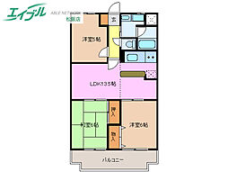 センチュリーハイランド 4階3LDKの間取り