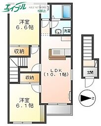 マシェリ 2階2LDKの間取り