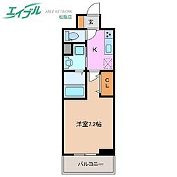 ラフィーネ 7階1Kの間取り