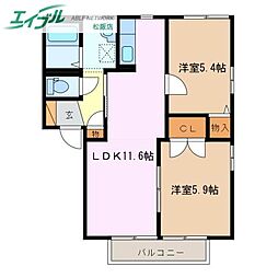 ハートヒルズ中川C 2階