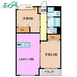 Ｍステージ 3階2LDKの間取り