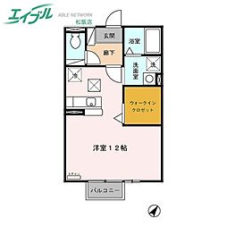 メゾンベール・コーヤII　Ａ 1階ワンルームの間取り