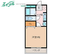 イーグルプレイス 1Kの間取図画像