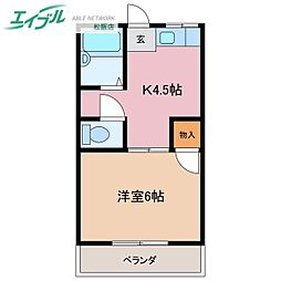ゆうらくハイツ 1Kの間取図画像
