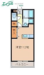 アリーヂャンスC ワンルームの間取図画像