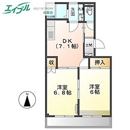 フューチャー 2DKの間取図画像
