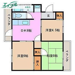 パークテラス 3DKの間取図画像