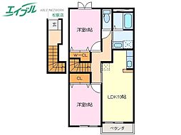ジェム・インB 2LDKの間取図画像
