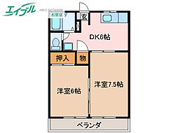 ハートランド四番館 2DKの間取図画像