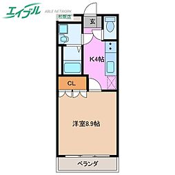 スターリィパレス1 1Kの間取図画像