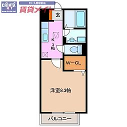 JR紀勢本線 高茶屋駅 徒歩20分の賃貸アパート 1階1Kの間取り