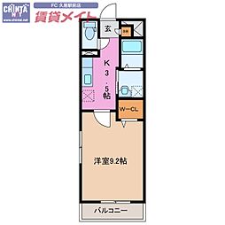 JR紀勢本線 高茶屋駅 徒歩18分の賃貸マンション 1階1Kの間取り