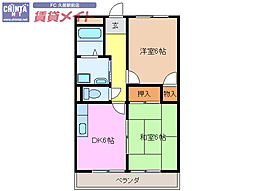 近鉄大阪線 大三駅 徒歩15分の賃貸アパート 2階2DKの間取り