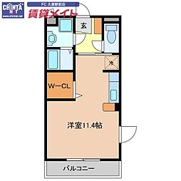 近鉄名古屋線 桃園駅 徒歩10分の賃貸マンション 3階ワンルームの間取り