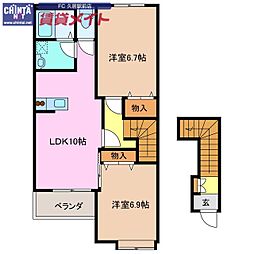 近鉄名古屋線 桃園駅 徒歩7分 2階/-
