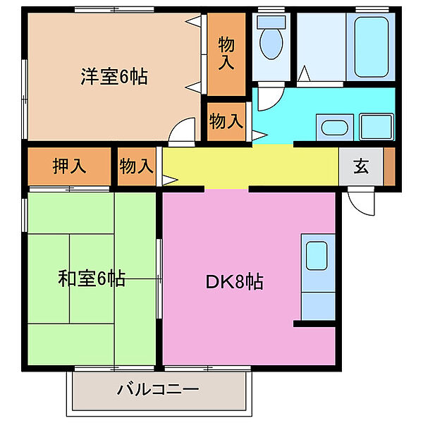 三重県松阪市嬉野町(賃貸アパート2DK・2階・43.00㎡)の写真 その2
