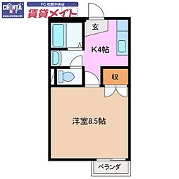 マイランドパート2 1Kの間取図画像
