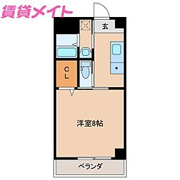 JR紀勢本線 相可駅 徒歩14分の賃貸アパート 4階1Kの間取り