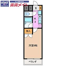 JR紀勢本線 徳和駅 徒歩30分の賃貸マンション 4階1Kの間取り