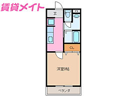 近鉄山田線 伊勢中川駅 徒歩18分の賃貸アパート 1階1Kの間取り