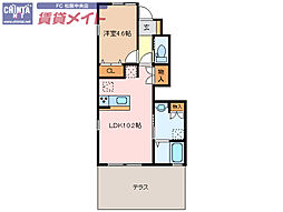 近鉄山田線 松阪駅 徒歩24分の賃貸アパート 1階1LDKの間取り