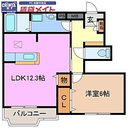 近鉄名古屋線 伊勢中川駅 徒歩17分の賃貸アパート 1階1LDKの間取り