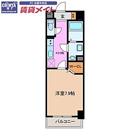 近鉄山田線 松阪駅 徒歩12分の賃貸アパート 2階1Kの間取り